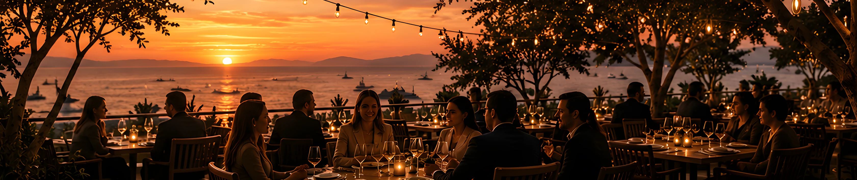 Guests gathered at candlelit tables on Citria’s patio as the sun sets over the water
